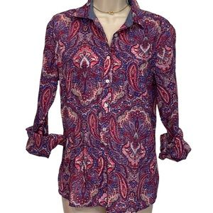 Talbots Colorful Paisley Button-Down Shirt